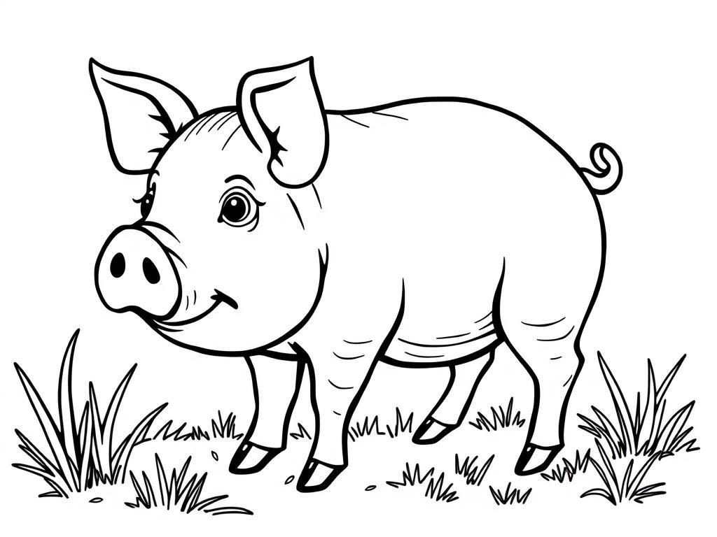 Pig in the Grass Coloring Page