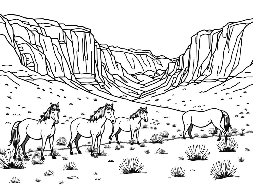 Preview of wild horses and desert canyon