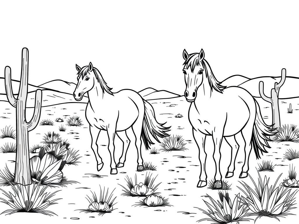 Preview of wild horses desert scene