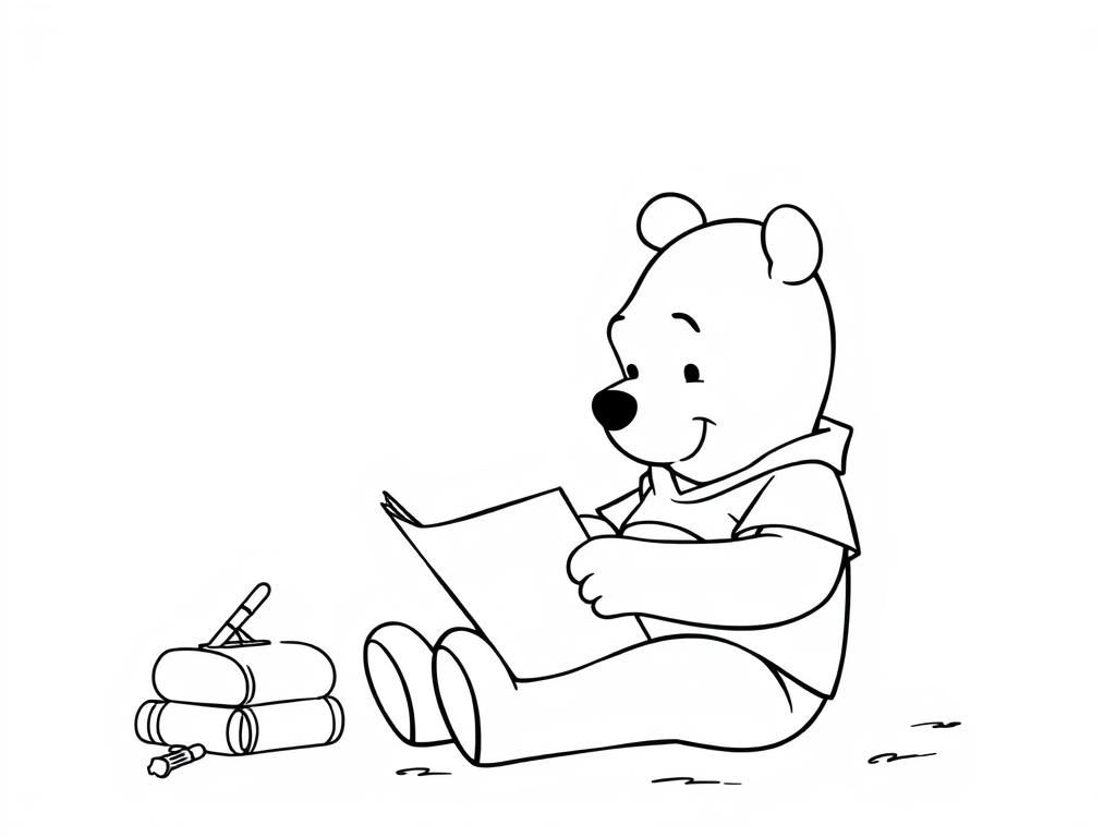 Winnie the Pooh doing homework