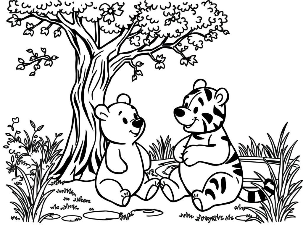 Winnie the Pooh and Tigger Coloring Page