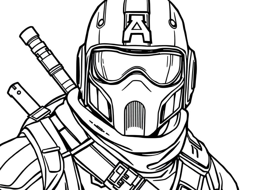 Superhero Coloring Page with Futuristic Helmet