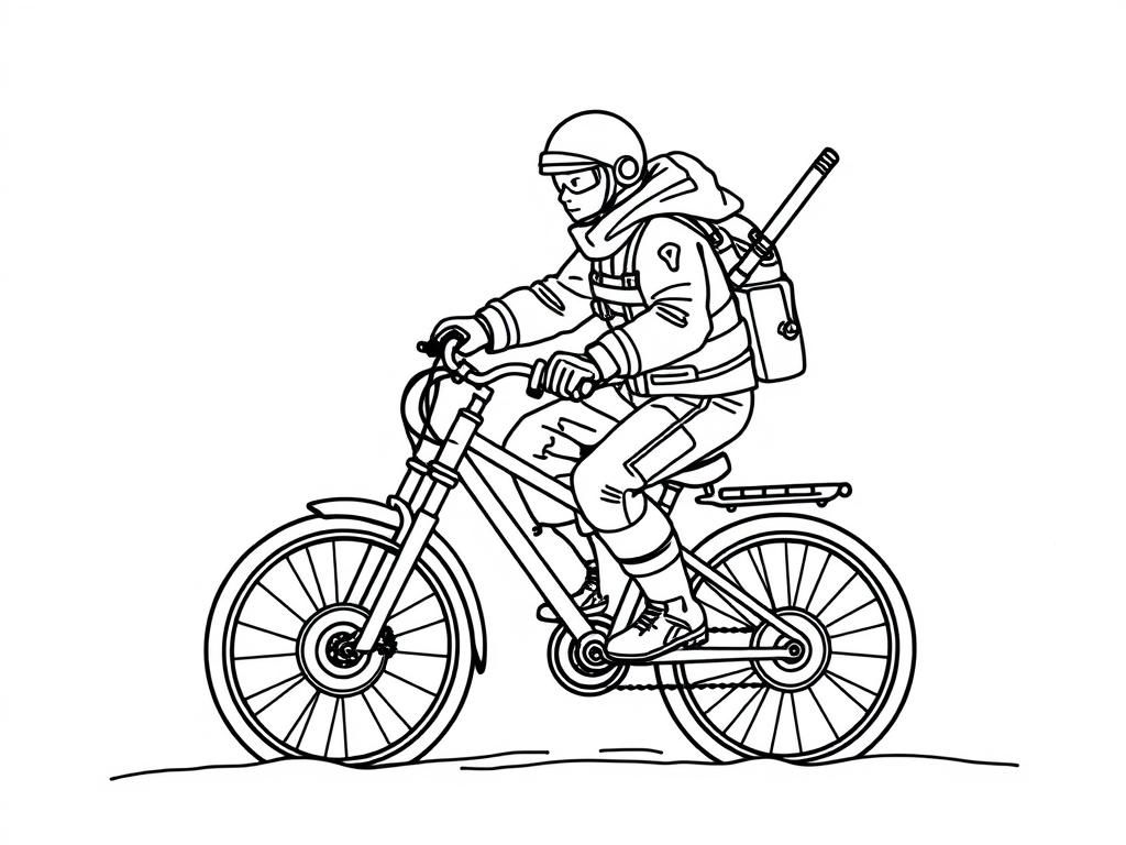 Astronaut Riding Bicycle Coloring Page