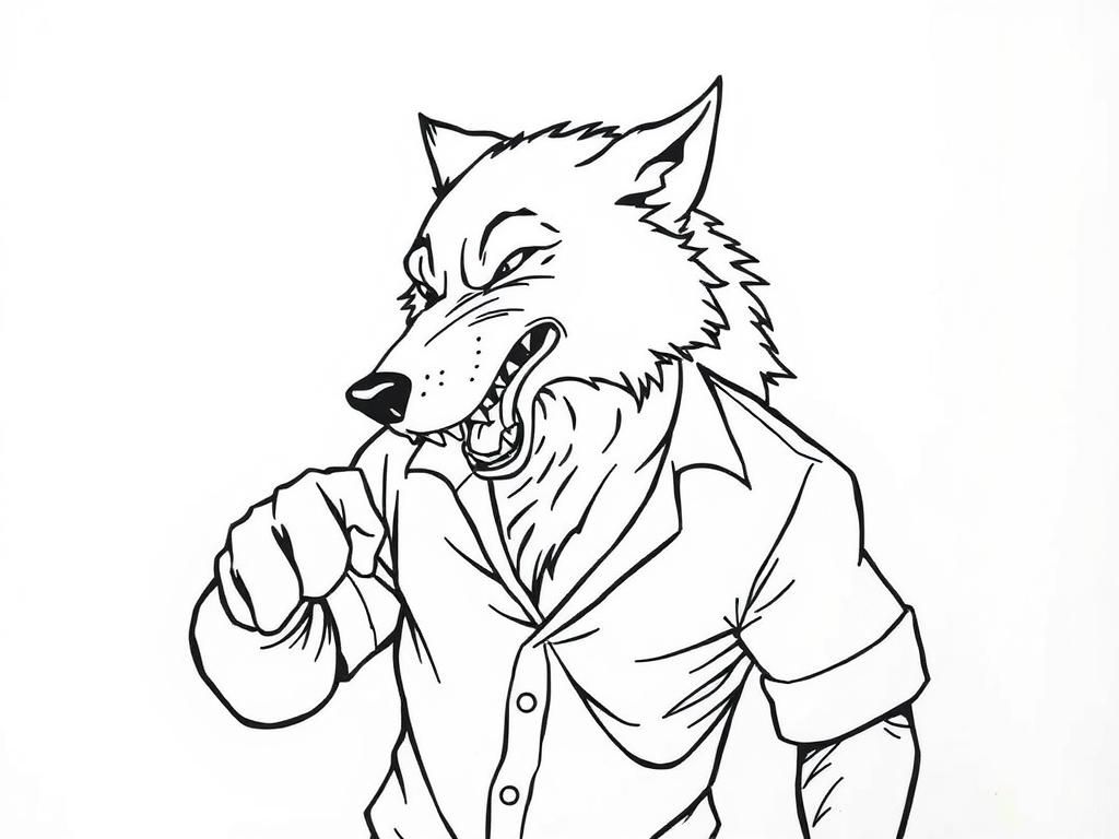Wolf in a Shirt Coloring Page