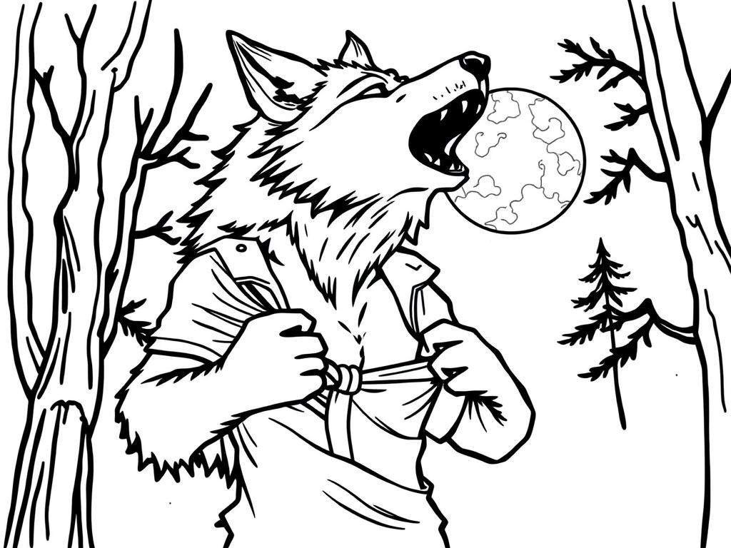 Wolf in the Forest: A Coloring Page for Nature Lovers