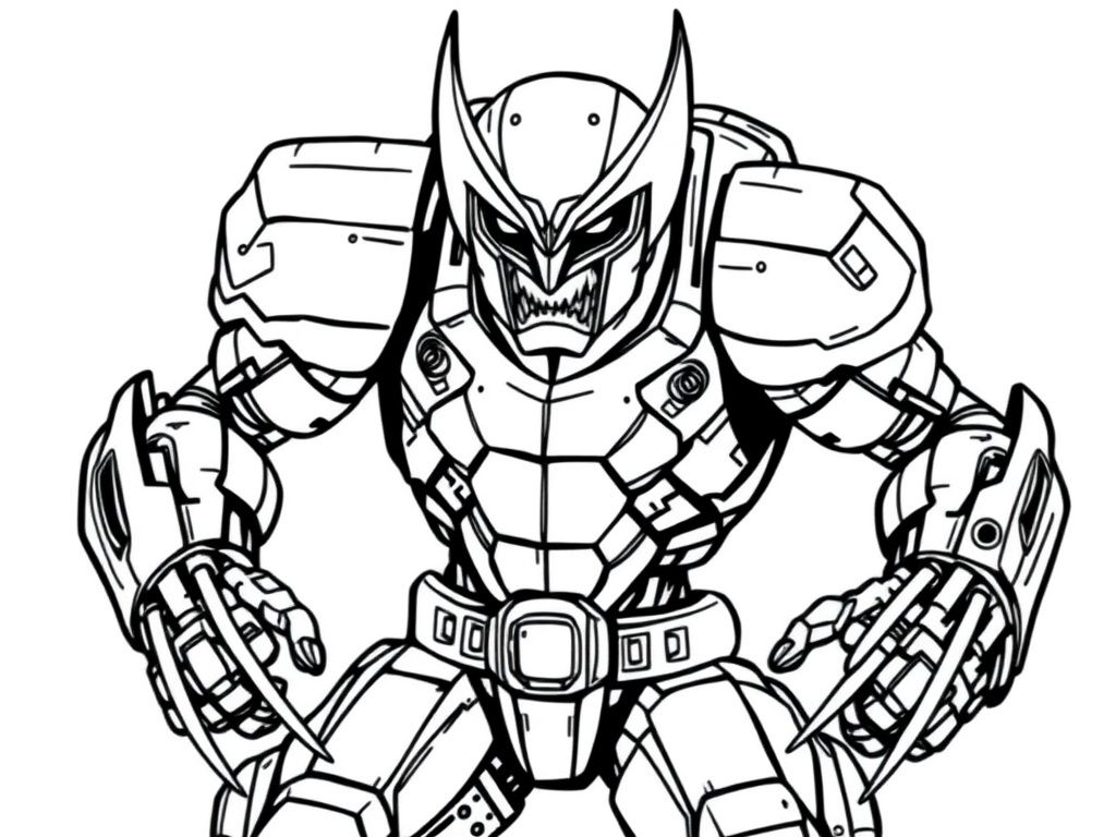 Robots Coloring Page - Menacing Mechanical Character