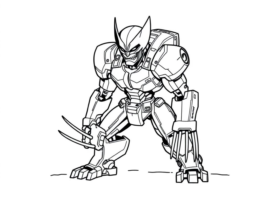 Robotic Wolverine Coloring Page