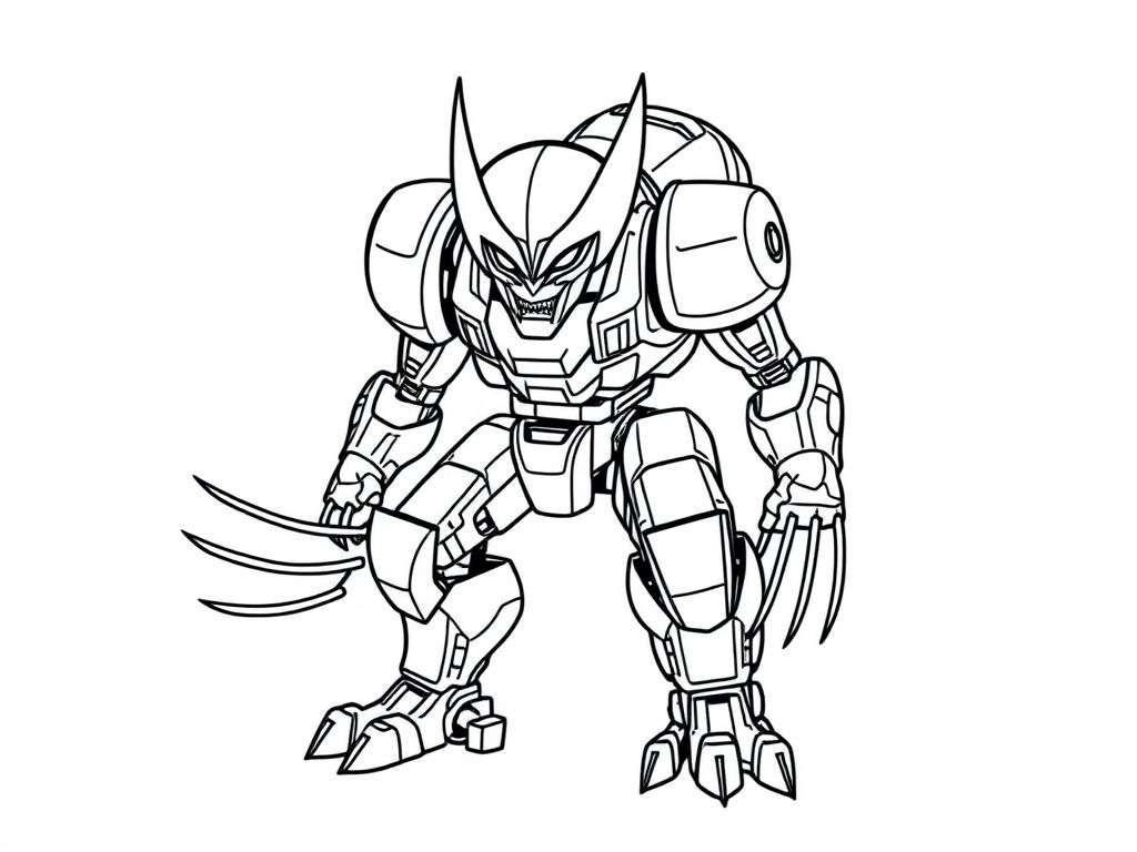 Robotic Wolverine Coloring Page