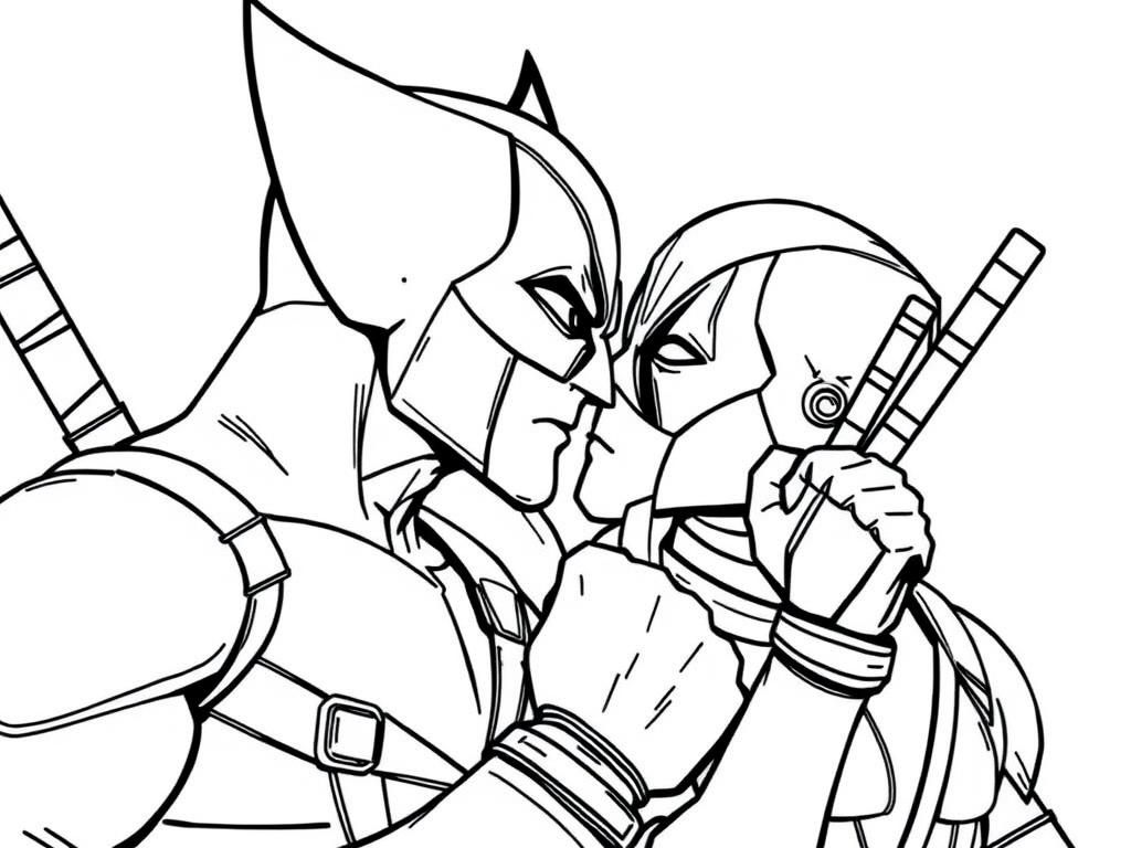 Wolverine and Deadpool Comic Book Coloring Page