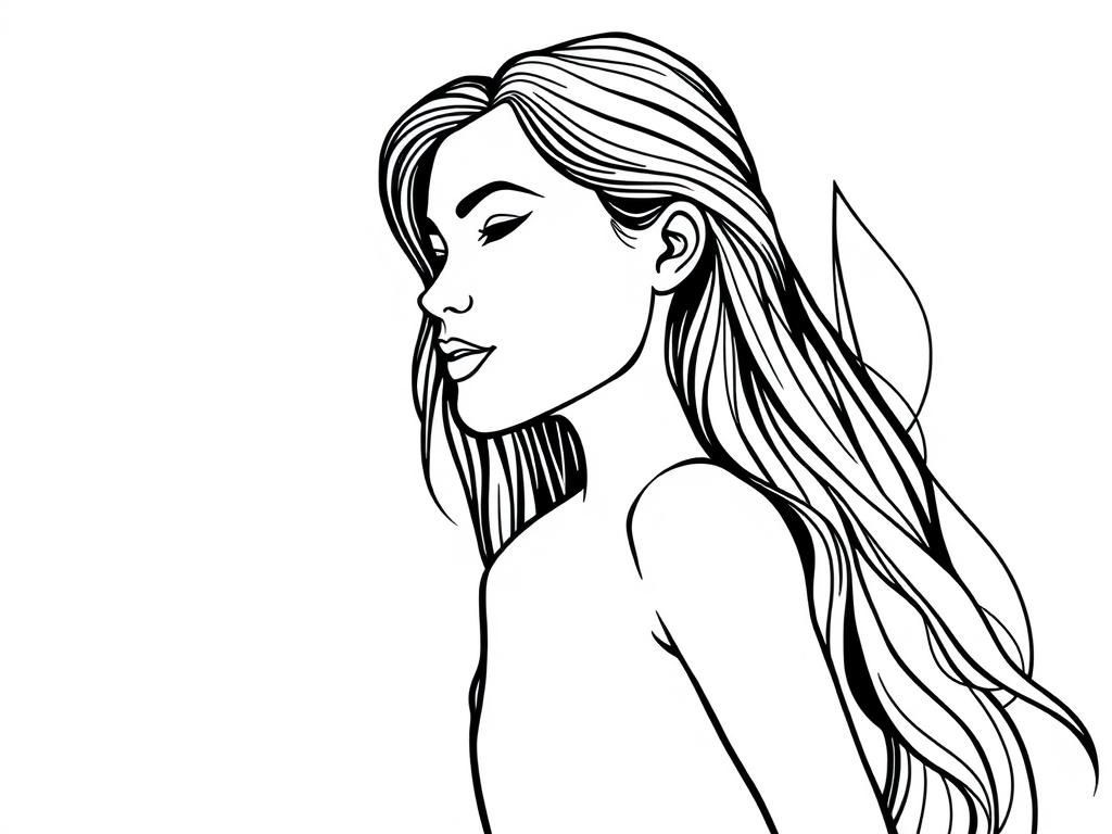 Coloring Page of a Beautiful Woman