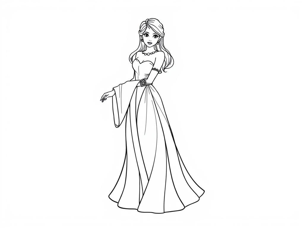 Elegant Princess Coloring Page