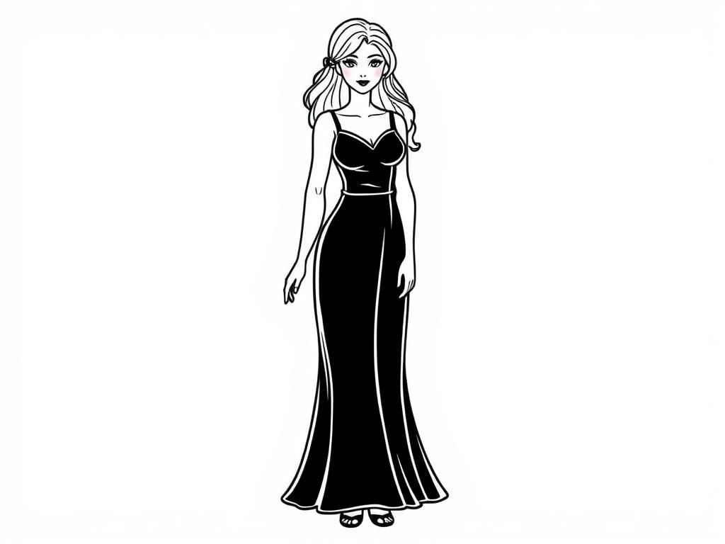 Woman in Evening Gown Coloring Page