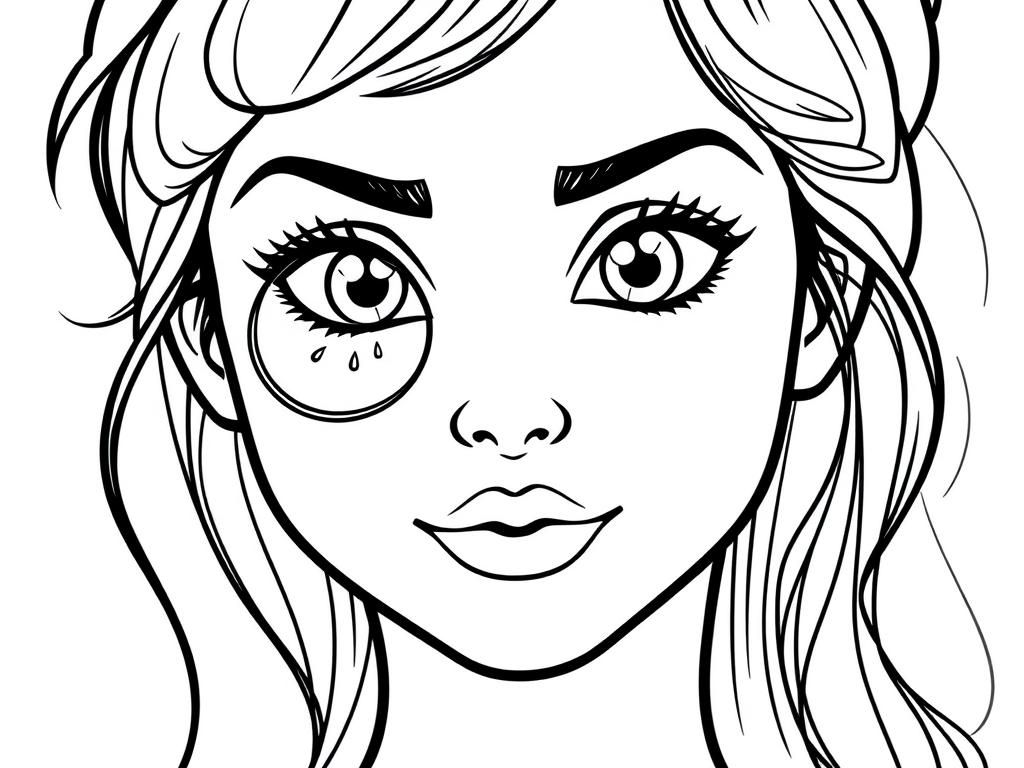 Sad Girl Face Coloring Page