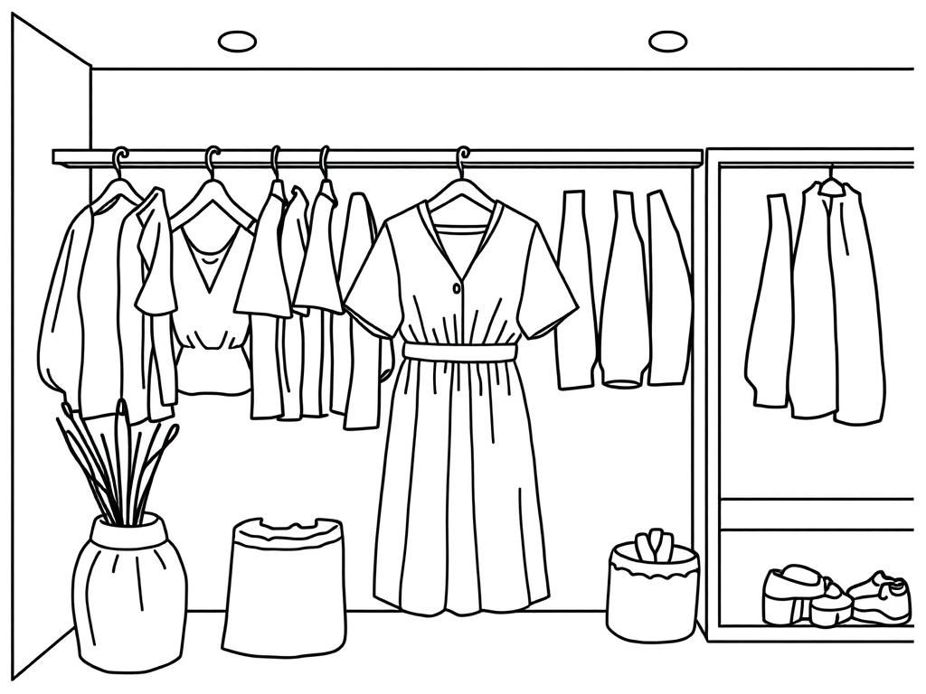 Closet Fashion Coloring Page