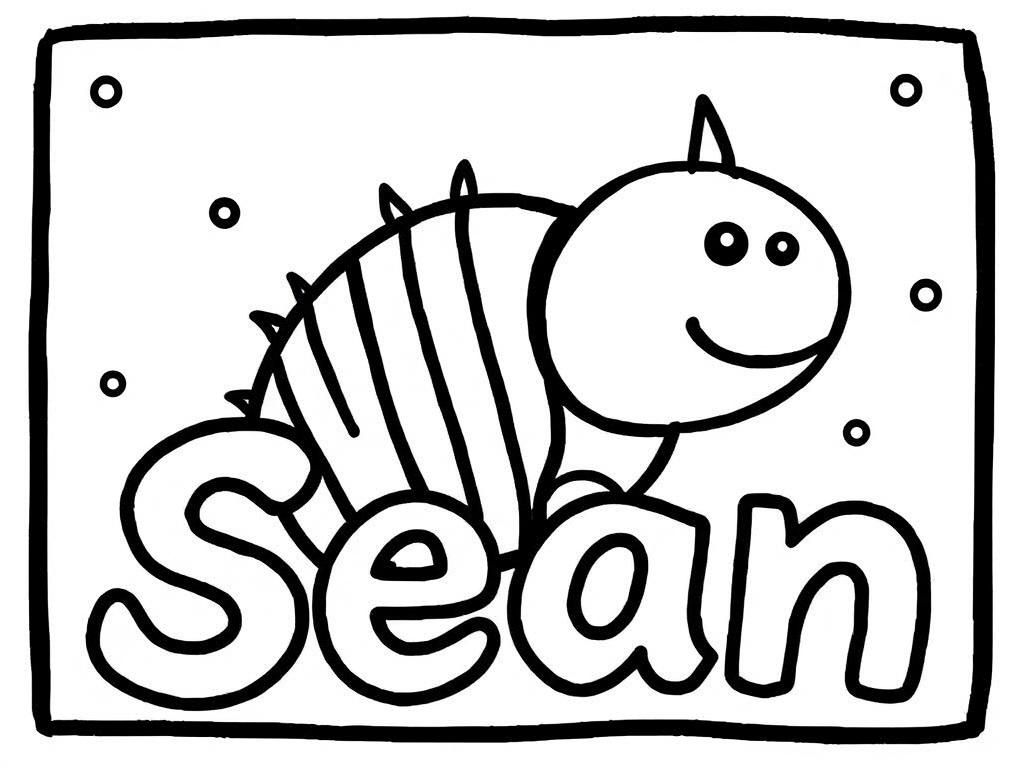 Write my name in big letters , it's Sean - Free Printable Coloring Page