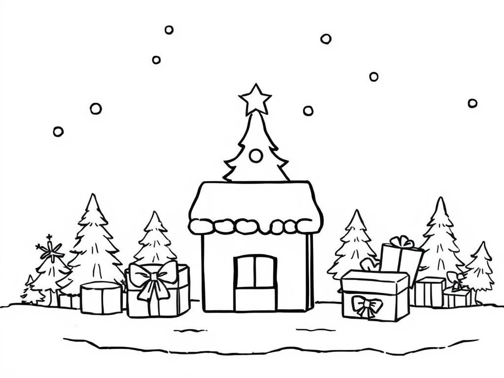 Christmas House Coloring Page