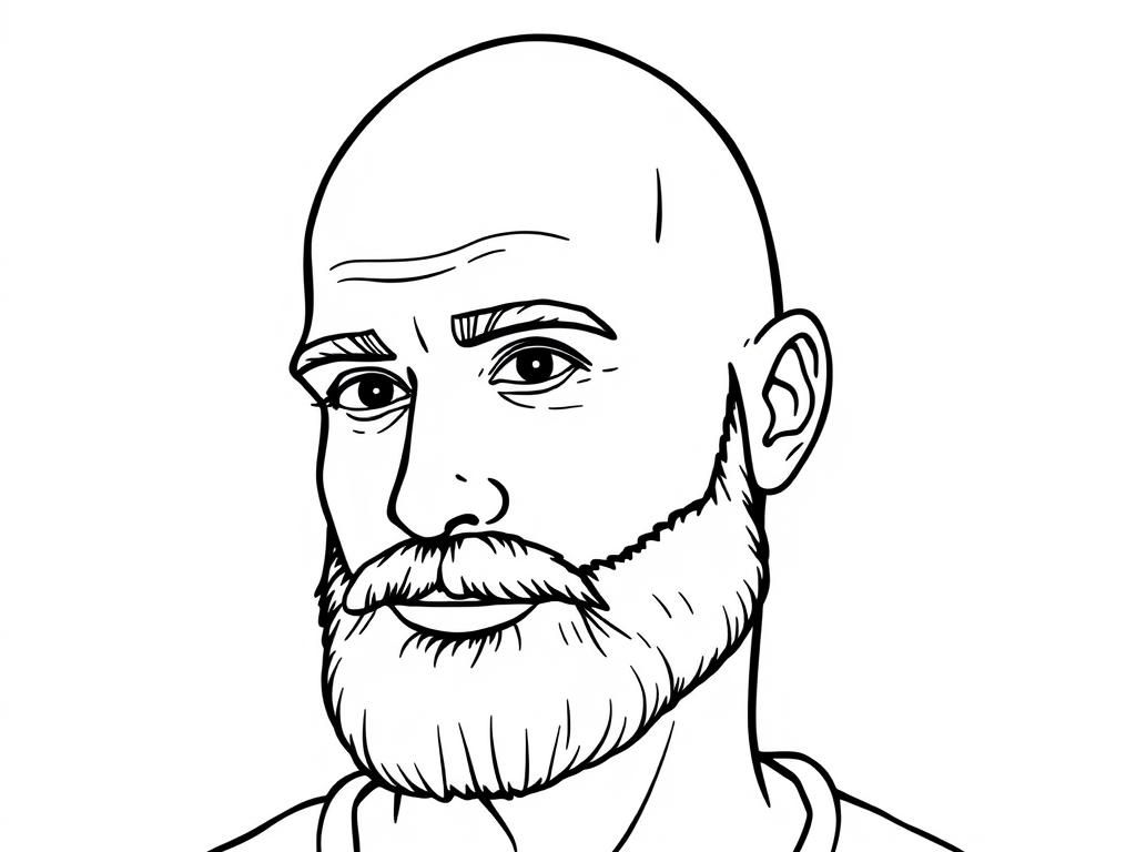 Bald Man Face Coloring Page