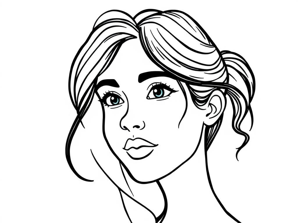Coloring Page of a Beautiful Girl