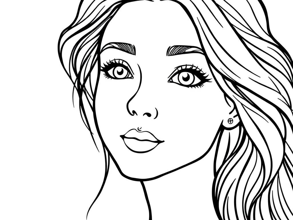 Coloring Page of a Beautiful Woman