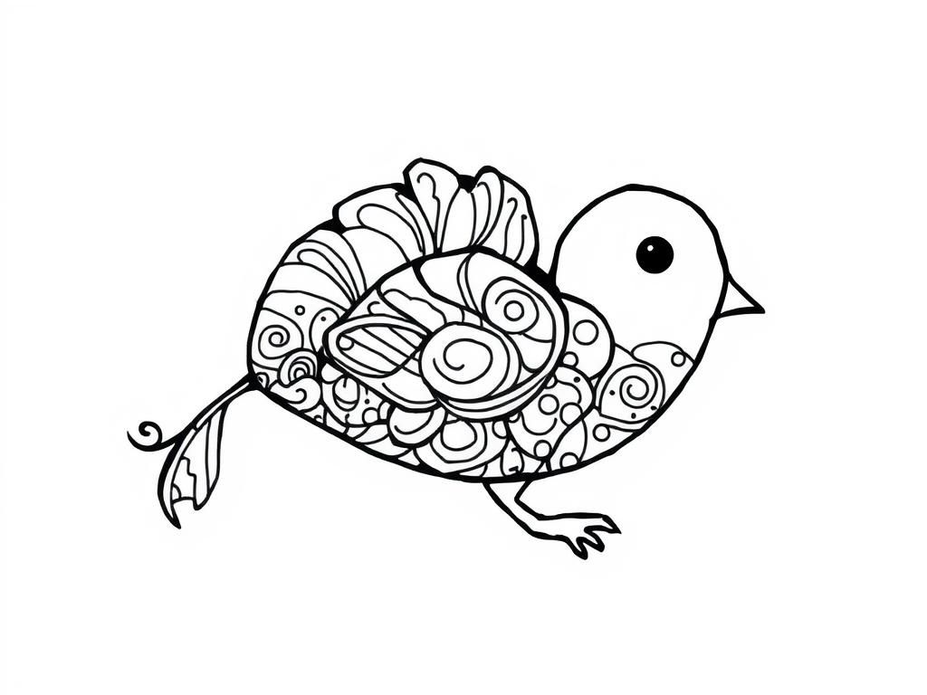 Colorful Bird Coloring Page for Kids