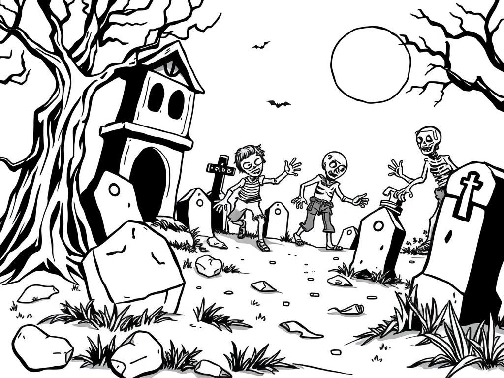 zombies on a graveyard