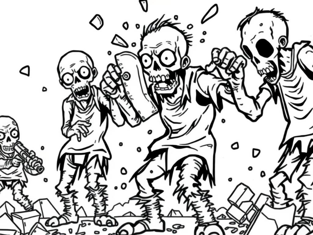 Zombies Rising Coloring Page